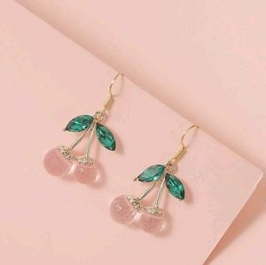 Pink Cherry Pair Drop Earrings